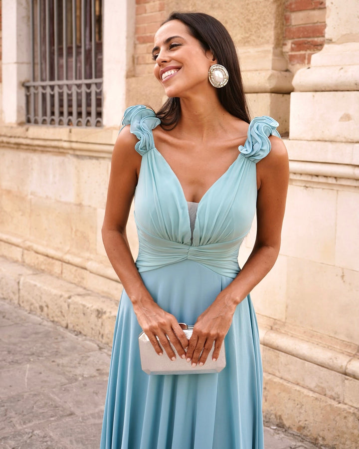 Vestido Madeira celeste